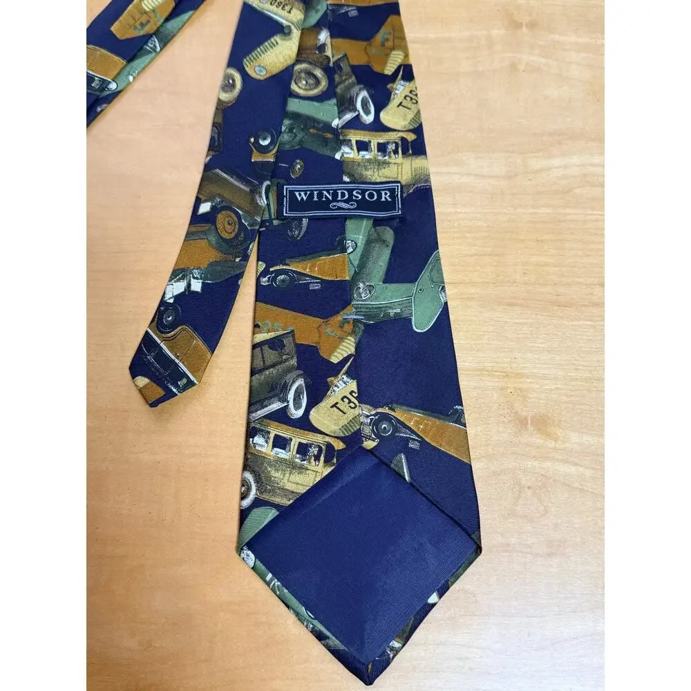57”-Windsor Silk Necktie Made USA - classic Cars/Airplanes